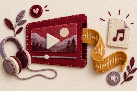 Из видеокарточки Pinterest выделяется звуковая волна рядом с отдельными исходным аудио и MP3-файлами.