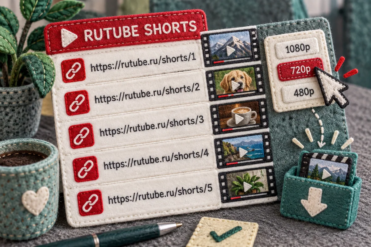 Отдельные Rutube Shorts образуют фиксированный список с независимыми карточками качества и статуса.