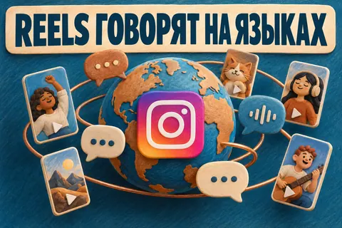 Логотип Instagram и надпись «REELS ГОВОРЯТ НА ЯЗЫКАХ» на постере новости