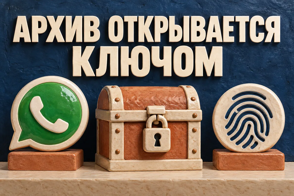 Логотип WhatsApp и надпись «АРХИВ ОТКРЫВАЕТСЯ КЛЮЧОМ» на постере новости