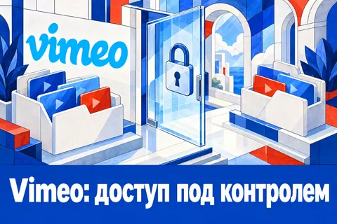Логотип Vimeo и надпись «Vimeo: доступ под контролем» на постере новости