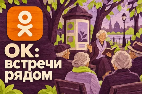 Логотип Одноклассники и надпись «ОК: встречи рядом» на постере новости
