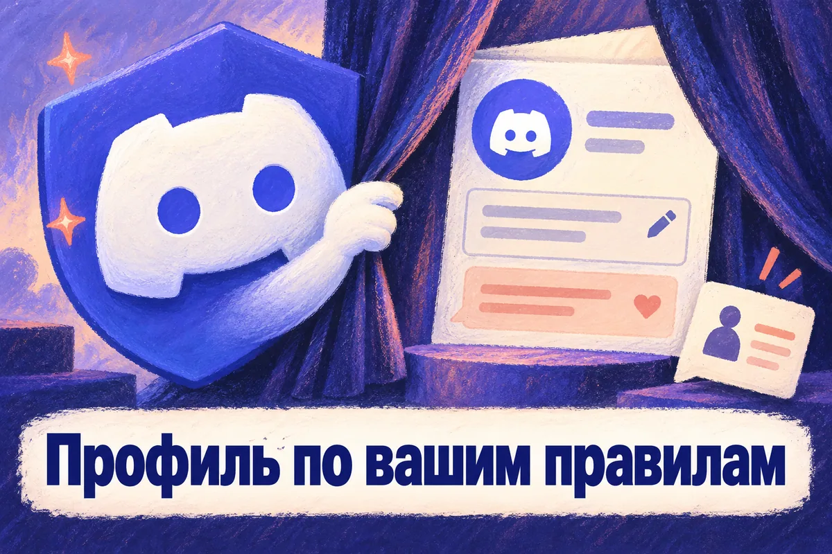 Логотип Discord и надпись «Профиль по вашим правилам» на постере новости