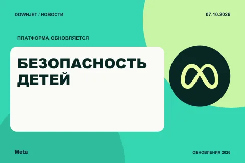 Постер новости с логотипом Meta, Facebook, Instagram и надписью «БЕЗОПАСНОСТЬ ДЕТЕЙ»