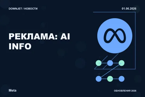 Постер новости с логотипом Meta, Facebook, Instagram и надписью «РЕКЛАМА: AI INFO»