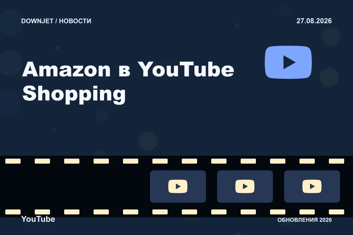 YouTube: Amazon в YouTube Shopping. Анонс 27.08.2026.