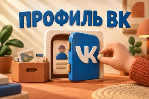 ПРОФИЛЬ ВК: авторская иллюстрация с логотипом VK для инструкции DownJet
