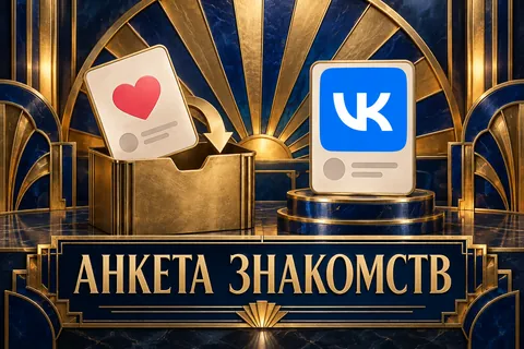 АНКЕТА ЗНАКОМСТВ: иллюстрация с логотипом VK для инструкции «Как удалить анкету VK Знакомств и сохранить основной профиль ВК»