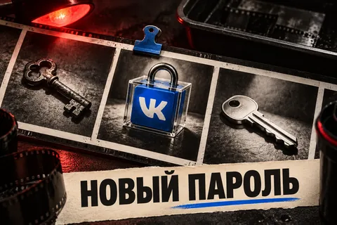 НОВЫЙ ПАРОЛЬ: авторская иллюстрация с логотипом VK для инструкции DownJet