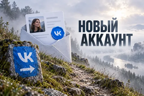 НОВЫЙ АККАУНТ: иллюстрация с логотипом VK для инструкции «Как зарегистрировать новый аккаунт ВК и заполнить профиль»
