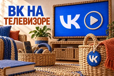 ВК НА ТЕЛЕВИЗОРЕ: иллюстрация с логотипом VK для инструкции «Как установить ВК Видео на телевизор и войти в свой аккаунт»