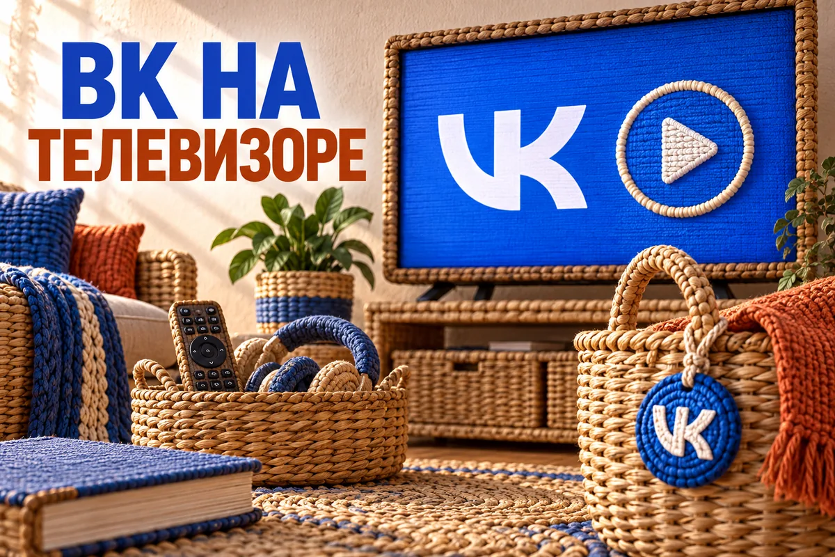 ВК НА ТЕЛЕВИЗОРЕ: иллюстрация с логотипом VK для инструкции «Как установить ВК Видео на телевизор и войти в свой аккаунт»