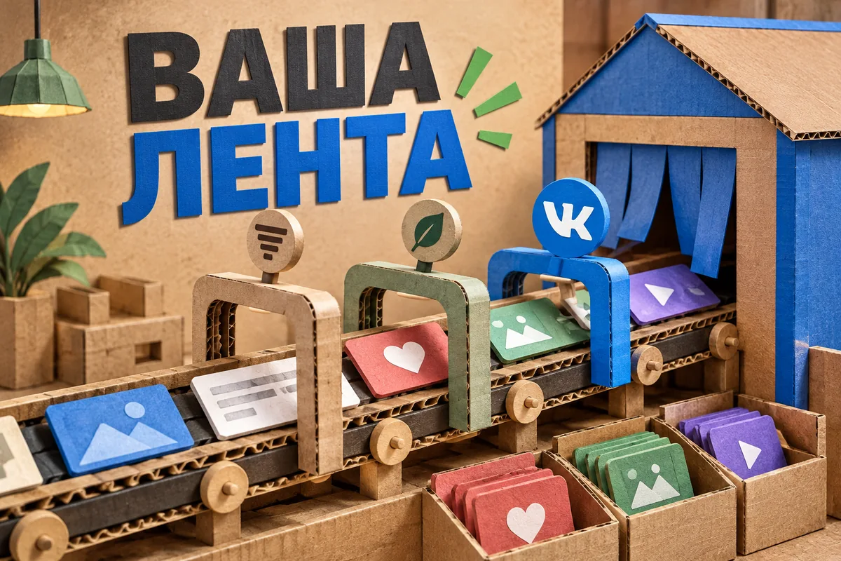 ВАША ЛЕНТА: иллюстрация с логотипом VK для инструкции «Как настроить ленту ВК: источники, рекомендации и скрытые записи»