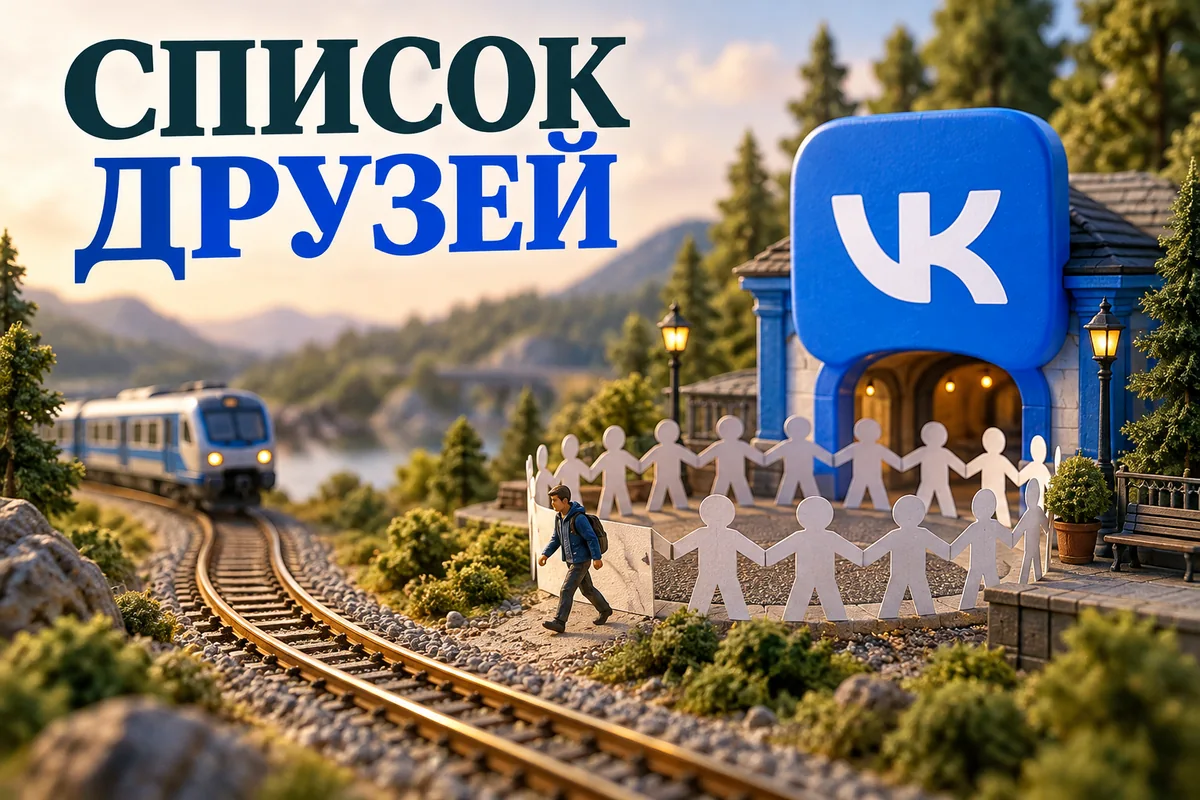 СПИСОК ДРУЗЕЙ: иллюстрация с логотипом VK для инструкции «Как удалить человека из друзей ВК и проверить подписчиков»