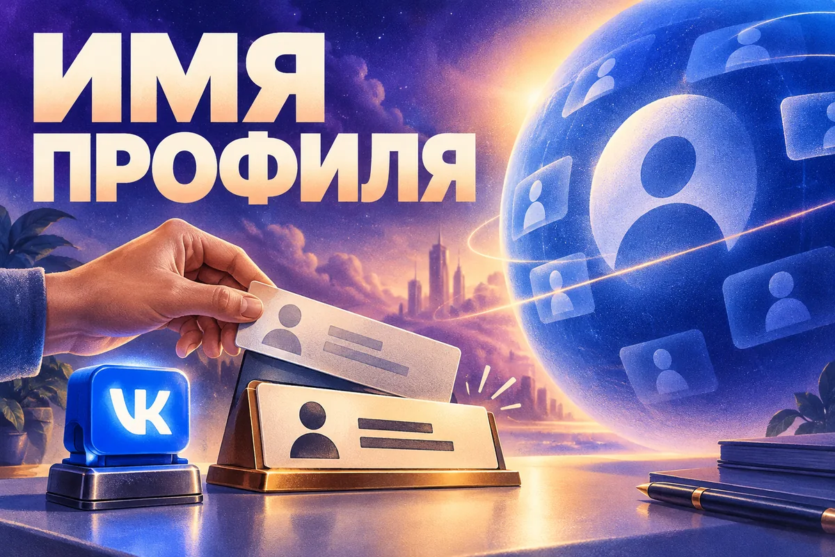 ИМЯ ПРОФИЛЯ: иллюстрация с логотипом VK для инструкции «Как изменить имя и фамилию ВК и проверить результат»