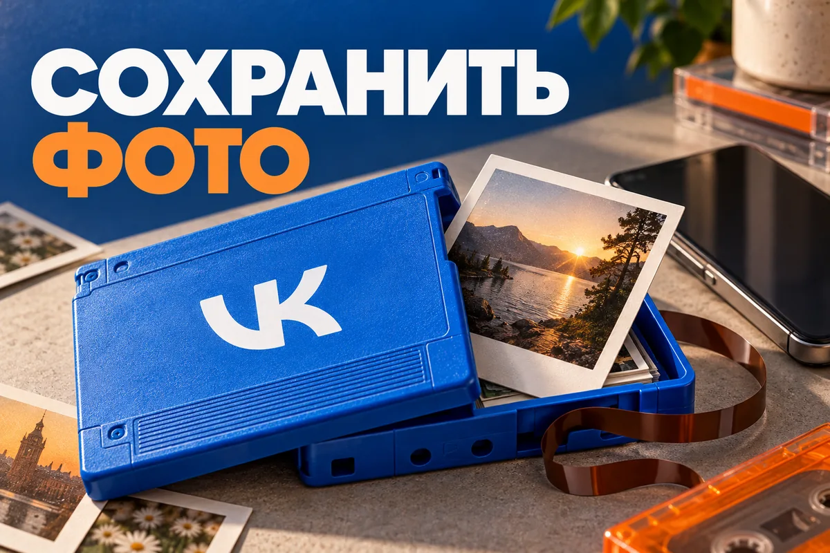 Нейросетевая иллюстрация с логотипом VK: сохранить фото.