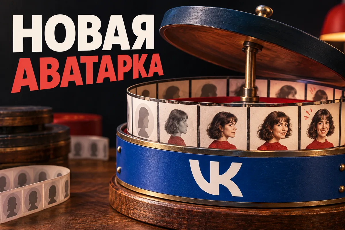 Нейросетевая иллюстрация с логотипом VK: новая аватарка.