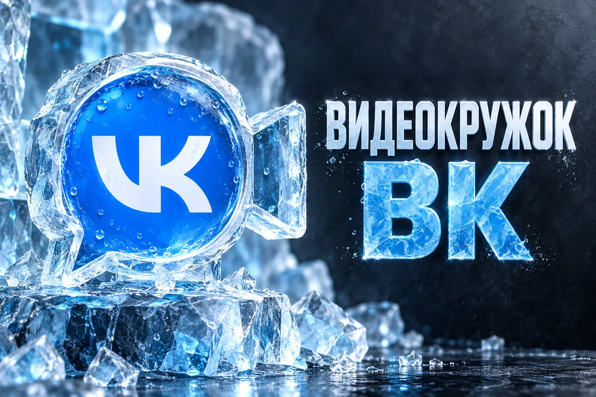 Нейросетевая иллюстрация с логотипом VK: видеокружок вк.