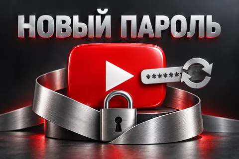 НОВЫЙ ПАРОЛЬ: авторская иллюстрация с логотипом YouTube для инструкции DownJet