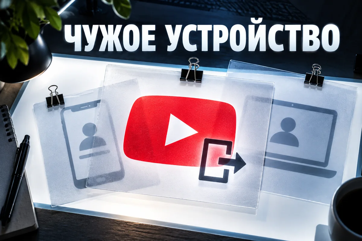 ЧУЖОЕ УСТРОЙСТВО: авторская иллюстрация с логотипом YouTube для инструкции DownJet