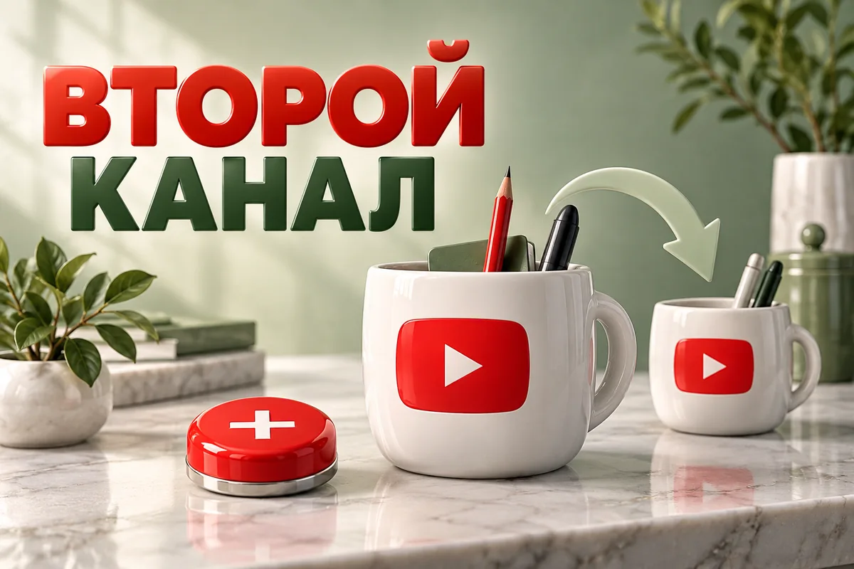 ВТОРОЙ КАНАЛ: авторская иллюстрация с логотипом YouTube для инструкции DownJet