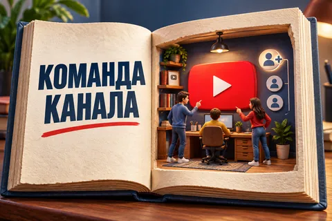 КОМАНДА КАНАЛА: авторская иллюстрация с логотипом YouTube для инструкции DownJet