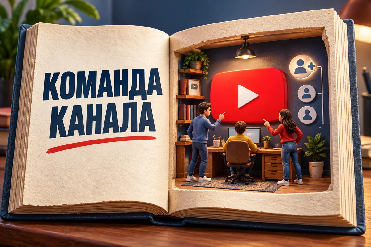 КОМАНДА КАНАЛА: авторская иллюстрация с логотипом YouTube для инструкции DownJet