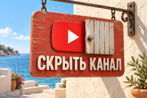 СКРЫТЬ КАНАЛ: авторская иллюстрация с логотипом YouTube для инструкции DownJet