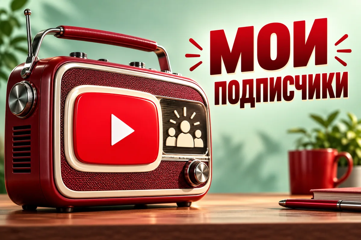МОИ ПОДПИСЧИКИ: авторская иллюстрация с логотипом YouTube для инструкции DownJet