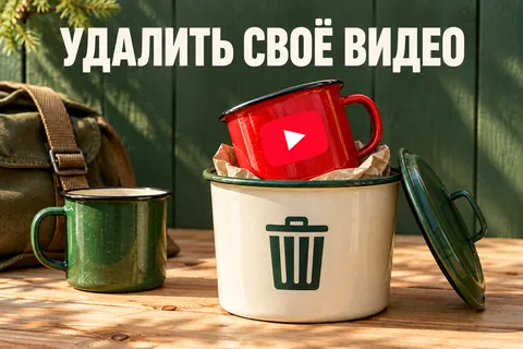 УДАЛИТЬ СВОЁ ВИДЕО: авторская иллюстрация с логотипом YouTube для инструкции DownJet
