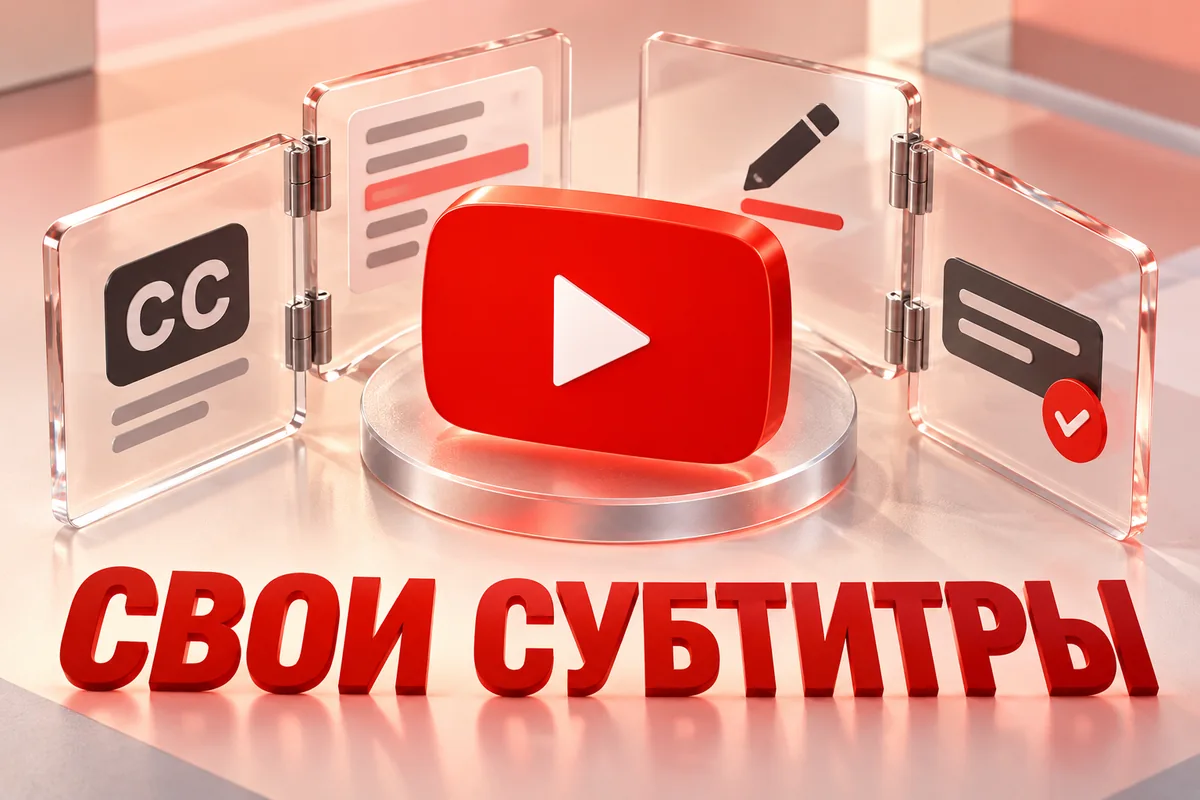 СВОИ СУБТИТРЫ: авторская иллюстрация с логотипом YouTube для инструкции DownJet