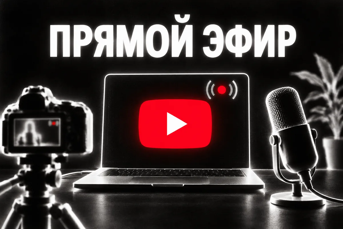 ПРЯМОЙ ЭФИР: авторская иллюстрация с логотипом YouTube для инструкции DownJet