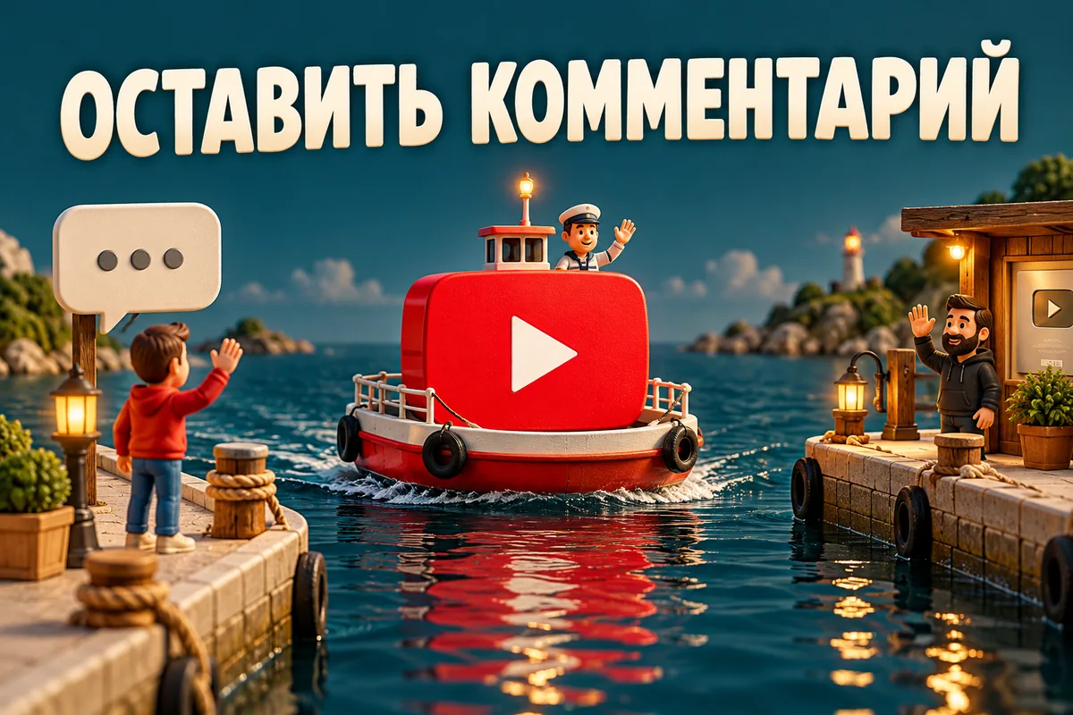 ОСТАВИТЬ КОММЕНТАРИЙ: авторская иллюстрация с логотипом YouTube для инструкции DownJet
