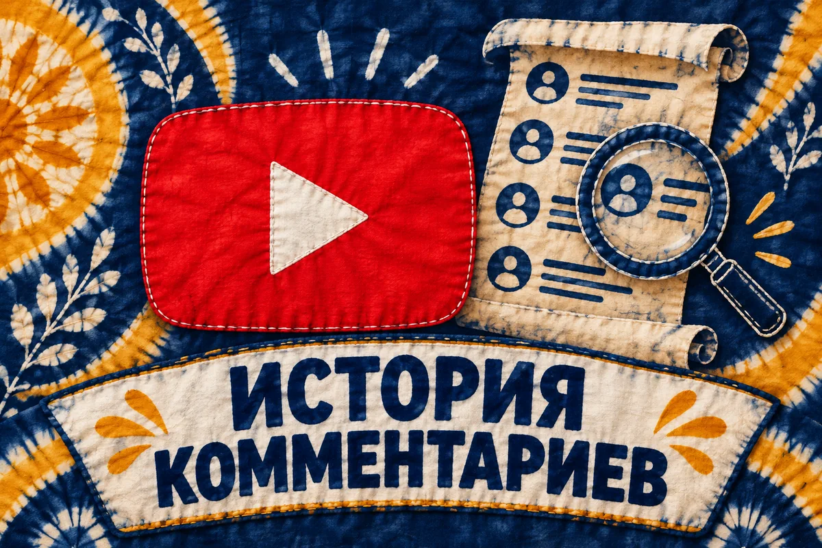 ИСТОРИЯ КОММЕНТАРИЕВ: авторский нейросетевой постер с логотипом YouTube для инструкции DownJet