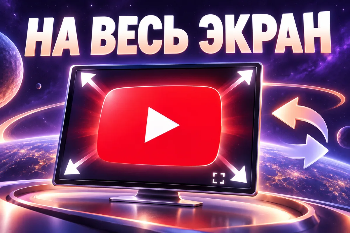НА ВЕСЬ ЭКРАН: авторский нейросетевой постер с логотипом YouTube для инструкции DownJet