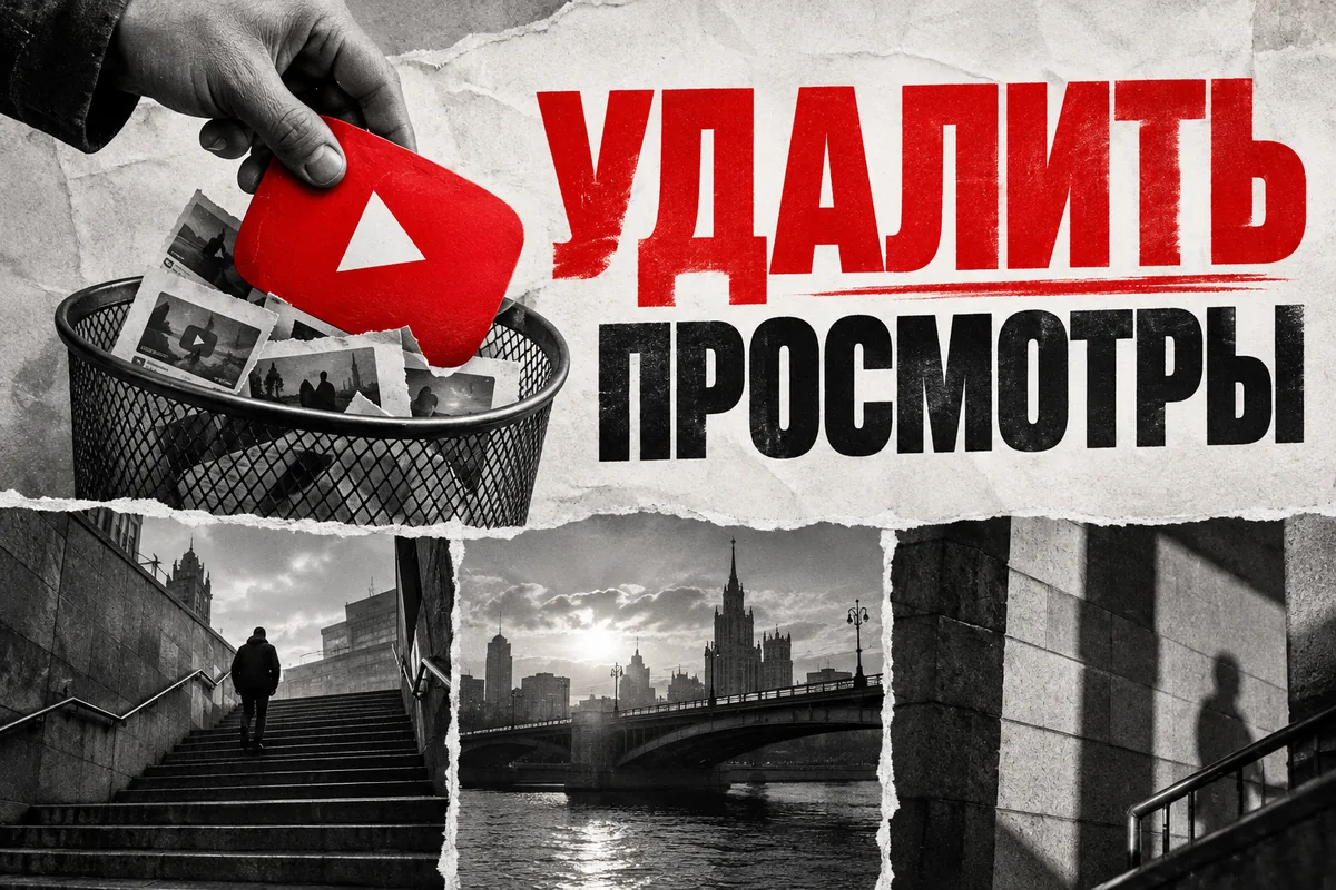 УДАЛИТЬ ПРОСМОТРЫ: авторский нейросетевой постер с логотипом YouTube для инструкции DownJet