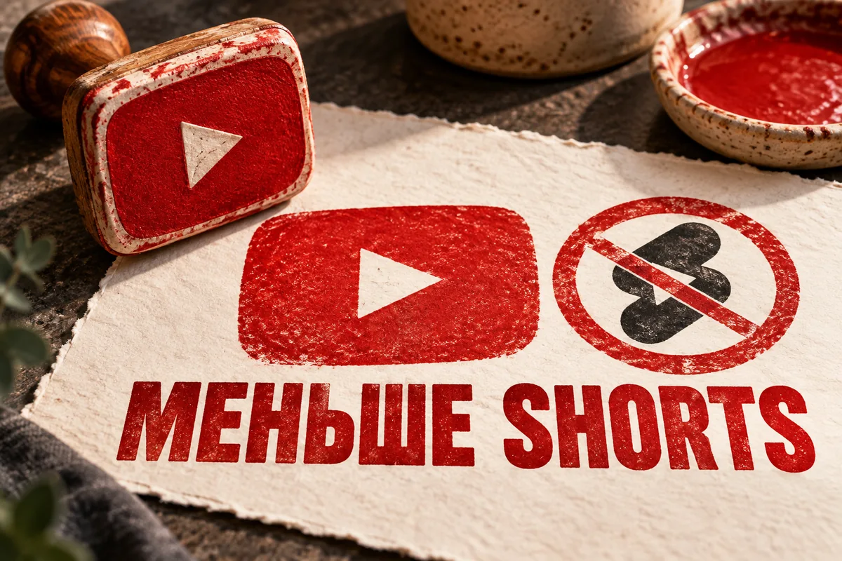 МЕНЬШЕ SHORTS: авторский нейросетевой постер с логотипом YouTube для инструкции DownJet