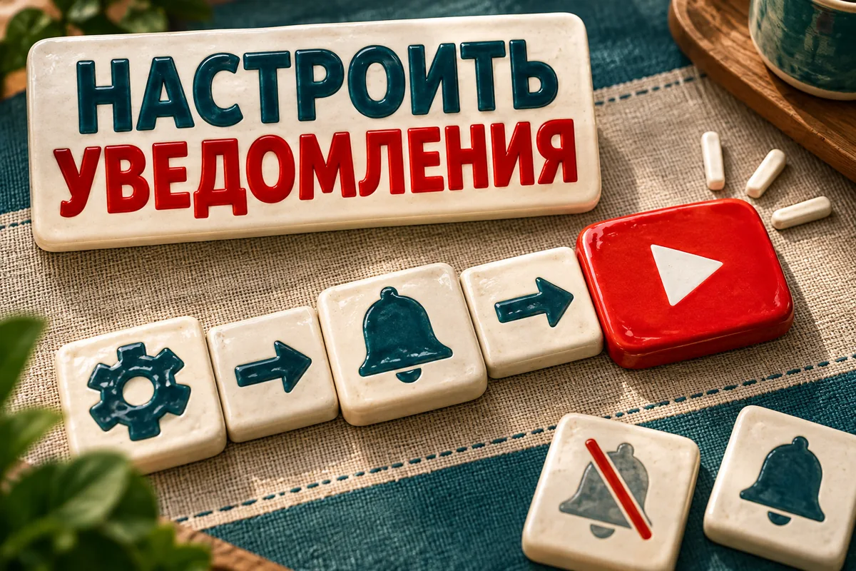 НАСТРОИТЬ УВЕДОМЛЕНИЯ: иллюстрация с логотипом YouTube к инструкции DownJet