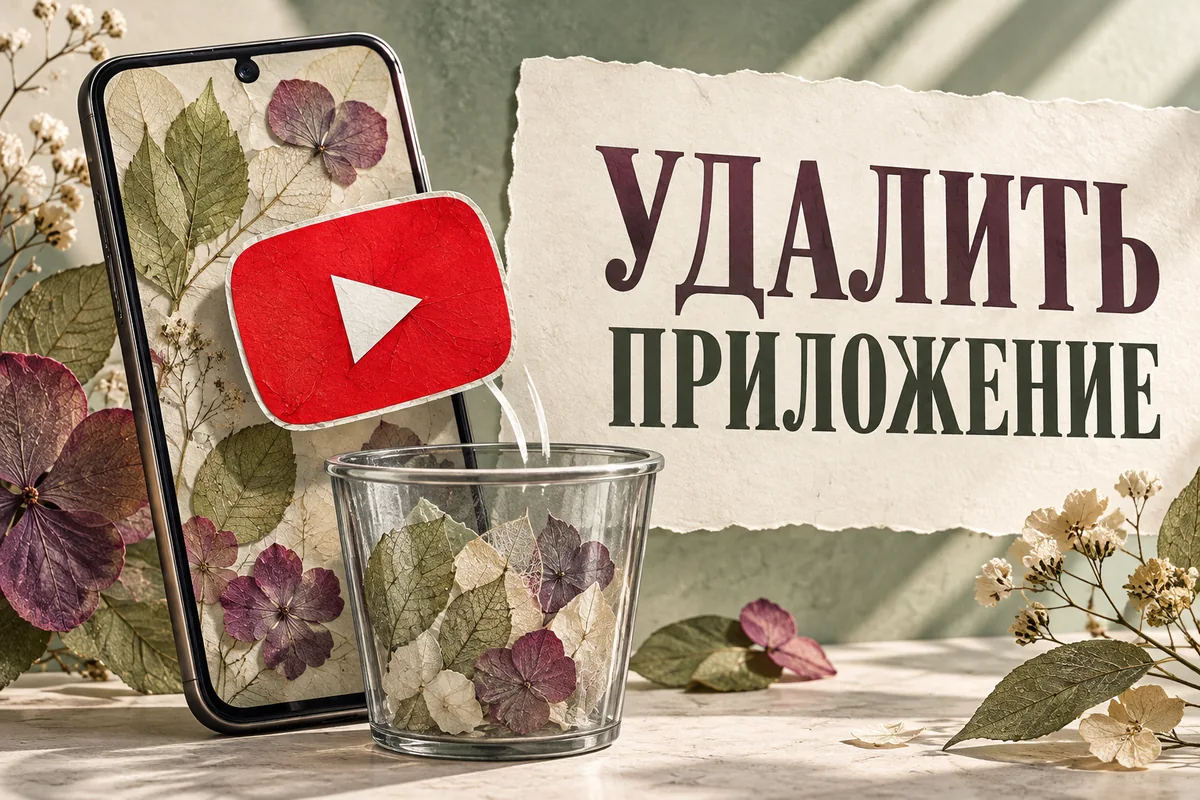 УДАЛИТЬ ПРИЛОЖЕНИЕ: иллюстрация с логотипом YouTube к инструкции DownJet