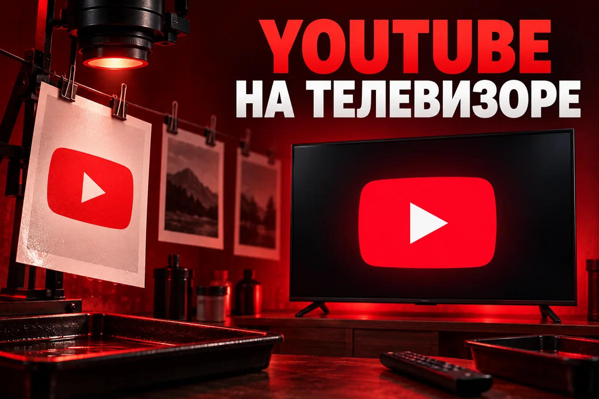 YOUTUBE НА ТЕЛЕВИЗОРЕ: иллюстрация с логотипом YouTube к инструкции DownJet