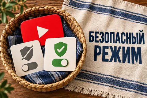 БЕЗОПАСНЫЙ РЕЖИМ: иллюстрация с логотипом YouTube к инструкции DownJet