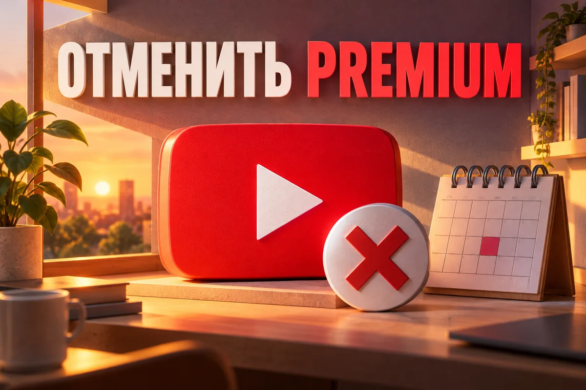 ОТМЕНИТЬ PREMIUM: иллюстрация с логотипом YouTube к инструкции DownJet