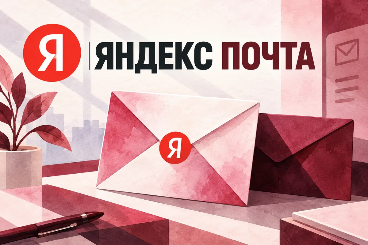 Редакционная AI-иллюстрация с логотипом Яндекса: ЯНДЕКС ПОЧТА. Изображение не является фотографией места события.